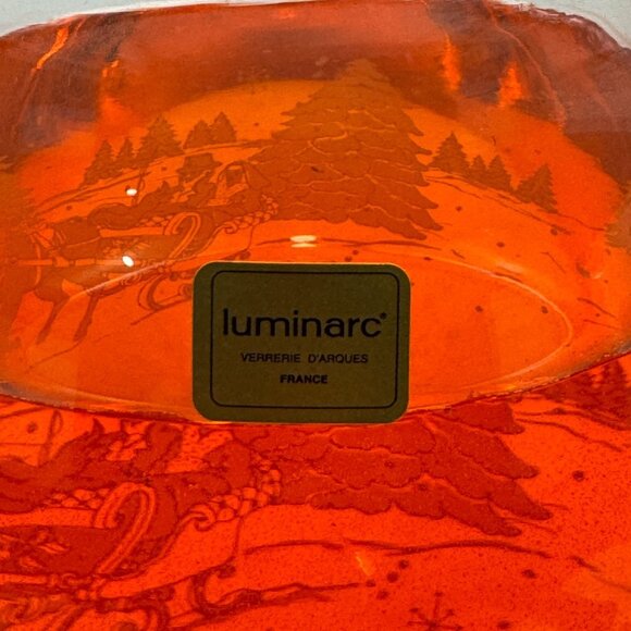 Vintage Luminarc 1998 Avon Happy Holidays Glass Vase 8.5" Winter Scene France - Picture 7 of 15